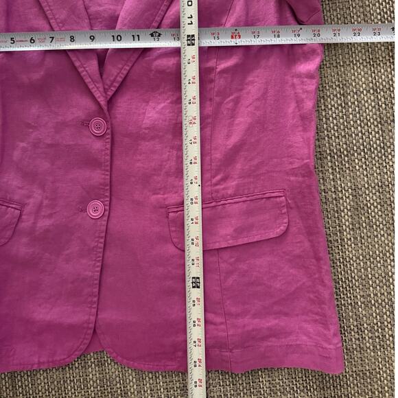 J. JILL LOVE LINEN 100% Linen Slouchy Breathable Blazer Suit Jacket M Fuchsia - Picture 5 of 5